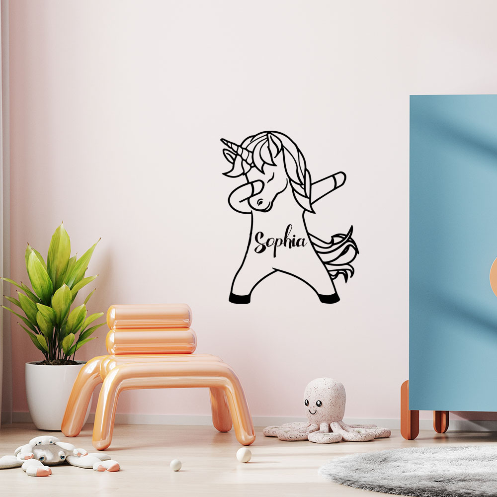 Home Decor Wallpaper - 1PC Diy 유니콘 맞춤형 이름 스티커