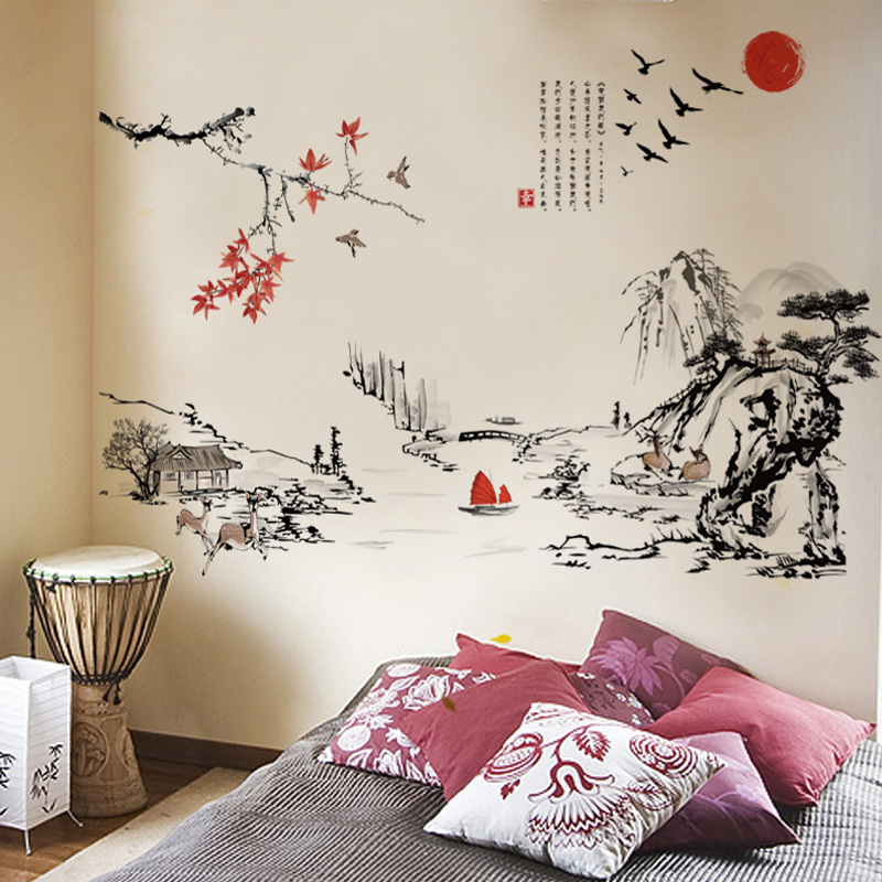 Home Decor Indonesia - 중국 스타일 잉크 그림 풍경 예술