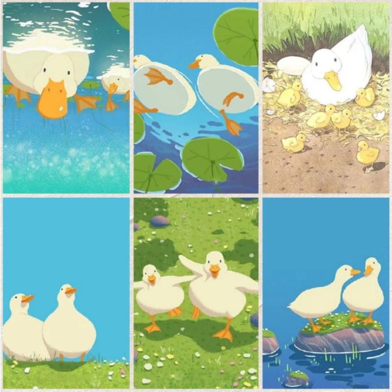 Home Decor Duck - 만화 오리 동물 벽 예술 포스터