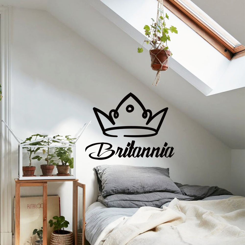Home Decor Wallpaper - 1PC 로맨틱 크라운 맞춤형 텍스트 장식