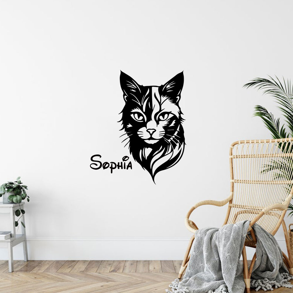Home Decor Wallpaper - 1PC 귀여운 고양이 맞춤 이름 벽