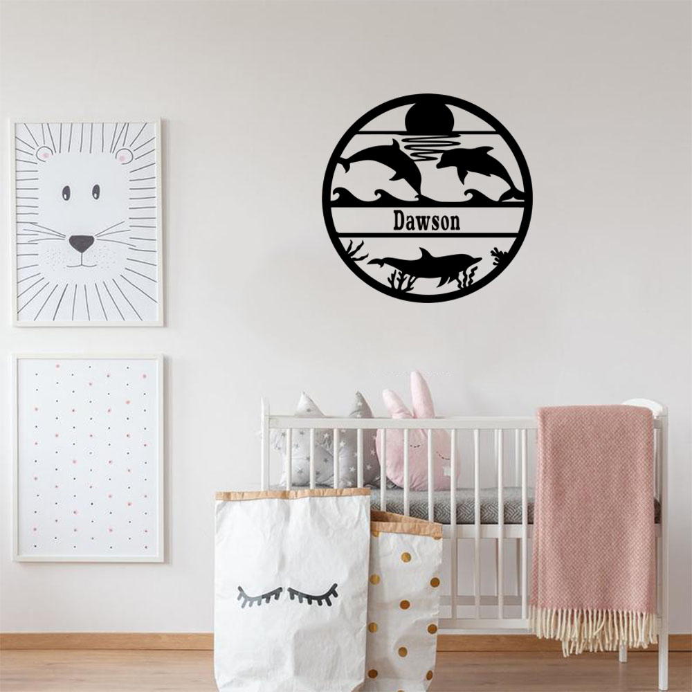 Home Decor Wall Tiles - 1PC 새로운 돌고래 맞춤형 이름 비닐