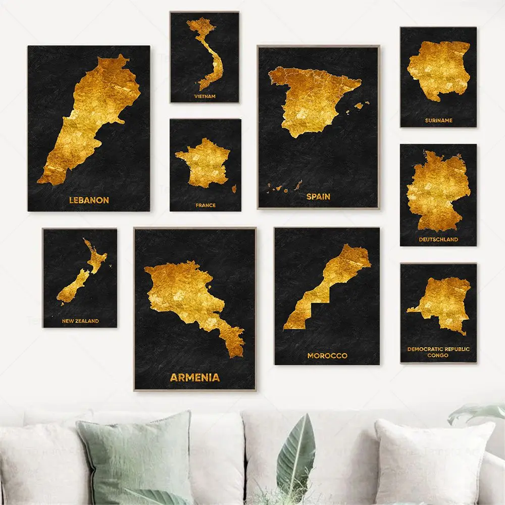 Home Decor Gold - 클래식 추상 벽 예술 블랙 골드