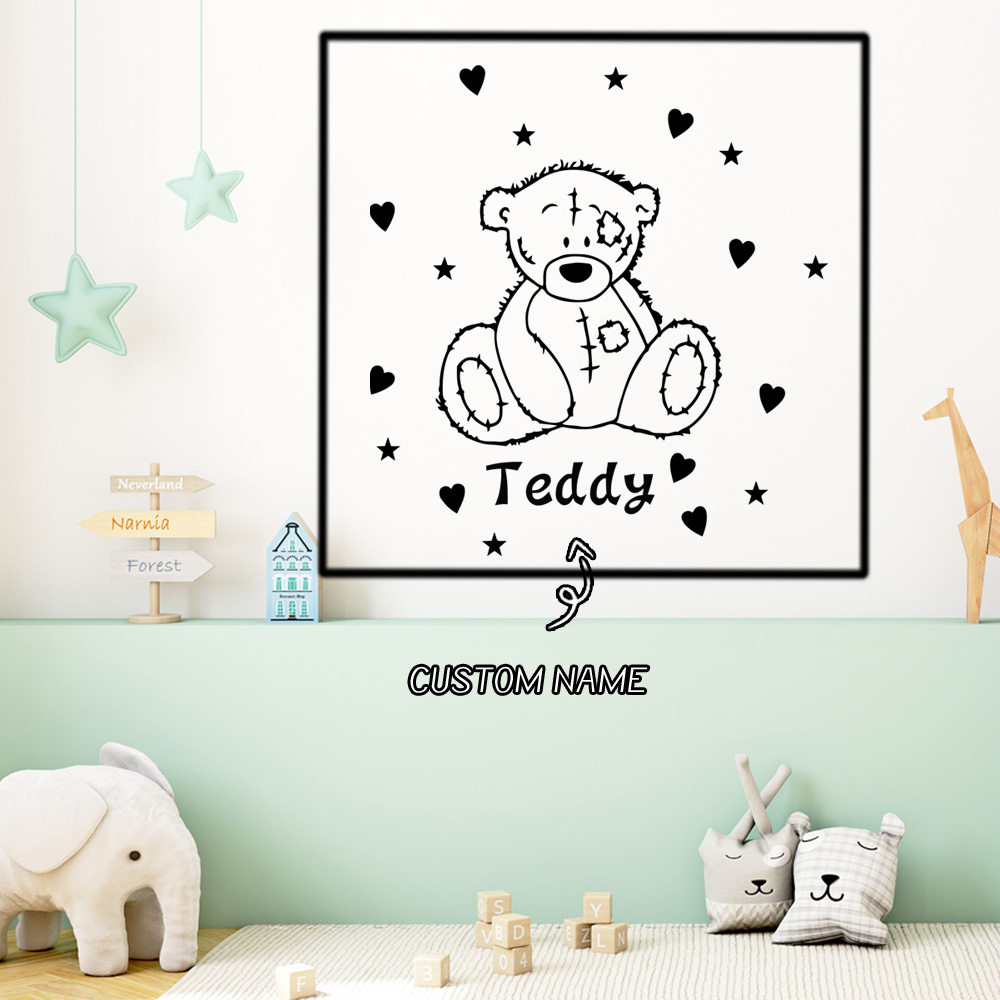 Home Decor Wall Tiles - 1PC 로맨틱 테디 베어 맞춤형 이름