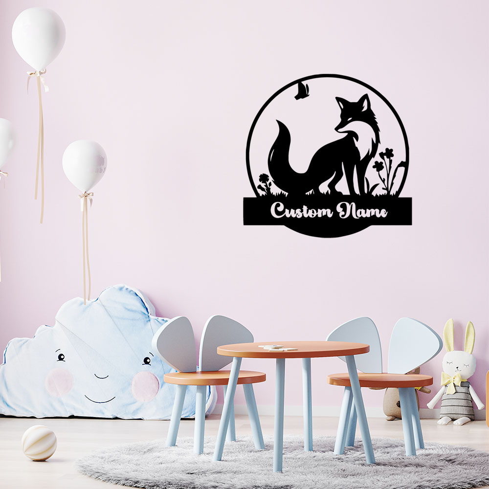 Home Decor Wallpaper - 1PC 다채로운 여우 맞춤형 텍스트 비닐