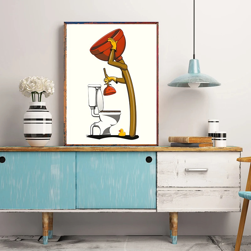 1PCS 프레임리스 재미있는 욕실 동물 벽 아트 포스터 - Home Decor Duck 리뷰 및 가격