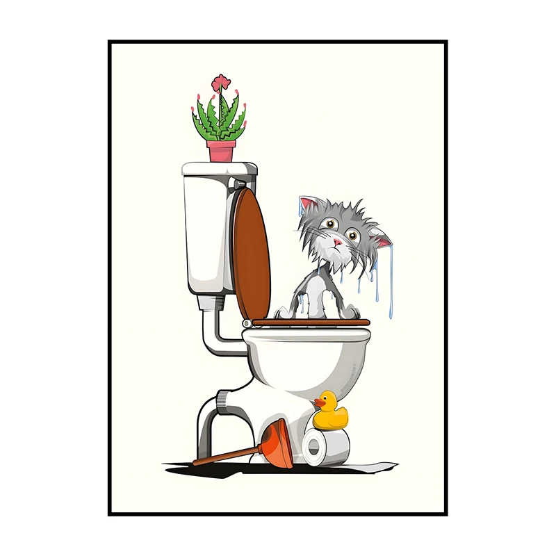 1PCS 프레임리스 재미있는 욕실 동물 벽 아트 포스터 - Home Decor Duck 리뷰 및 가격
