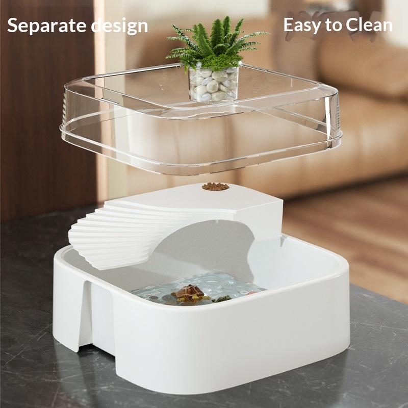 투명한 거북이 사육장, 햇빛 받는 플랫폼이 있는 데스크 - Home Decor Habitat 리뷰 및 가격