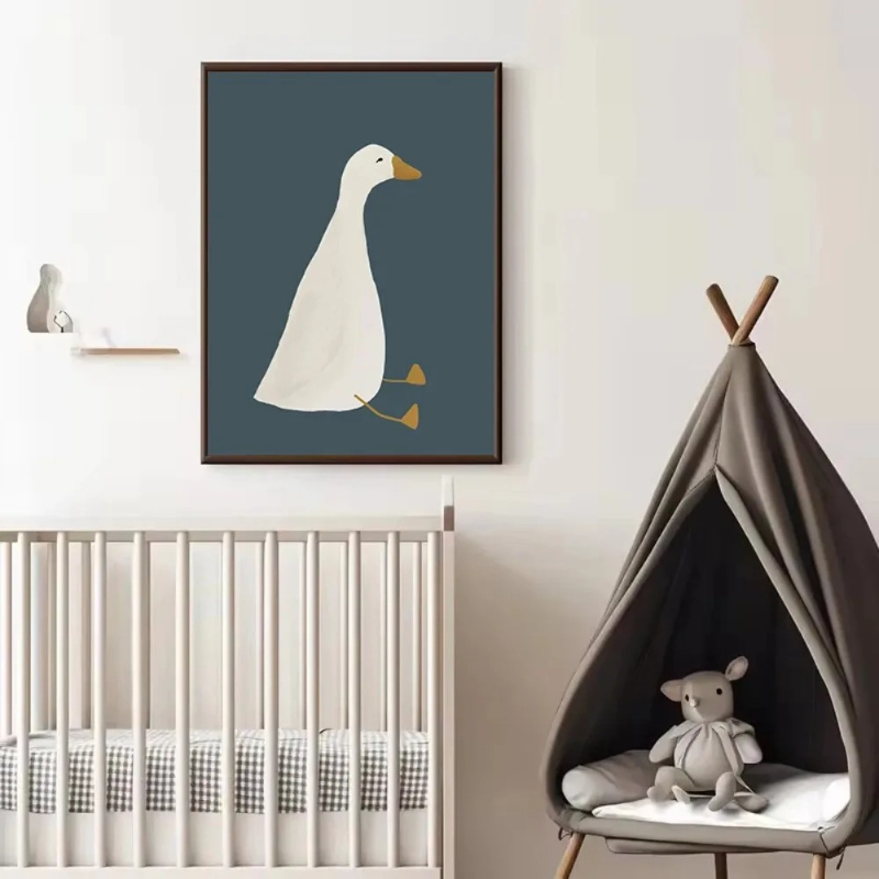핑크 리본 거위 모자 어머니 오리 포스터 프린트 만화  - Home Decor Duck 리뷰 및 가격