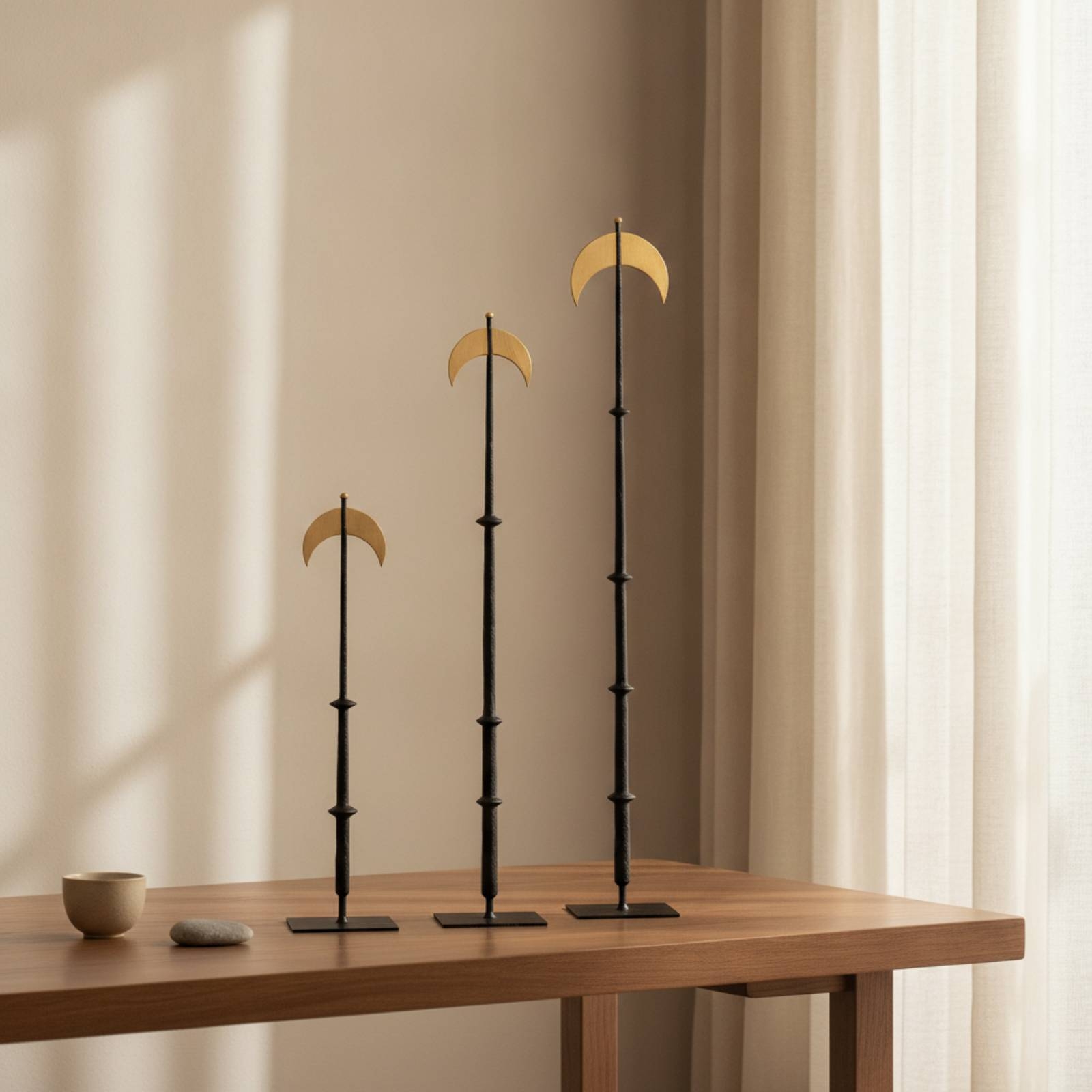 3피스 초승달 장식품 탁상용 달 조각상, 베이스 장식  - Home Decor Gold 리뷰 및 가격