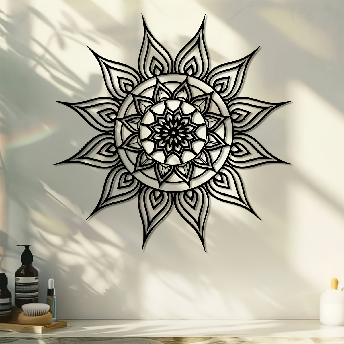 브랜드 2D 플랫 블랙 화이트 태양 만다라 금속 벽 예 - Home Decor Brand 리뷰 및 가격