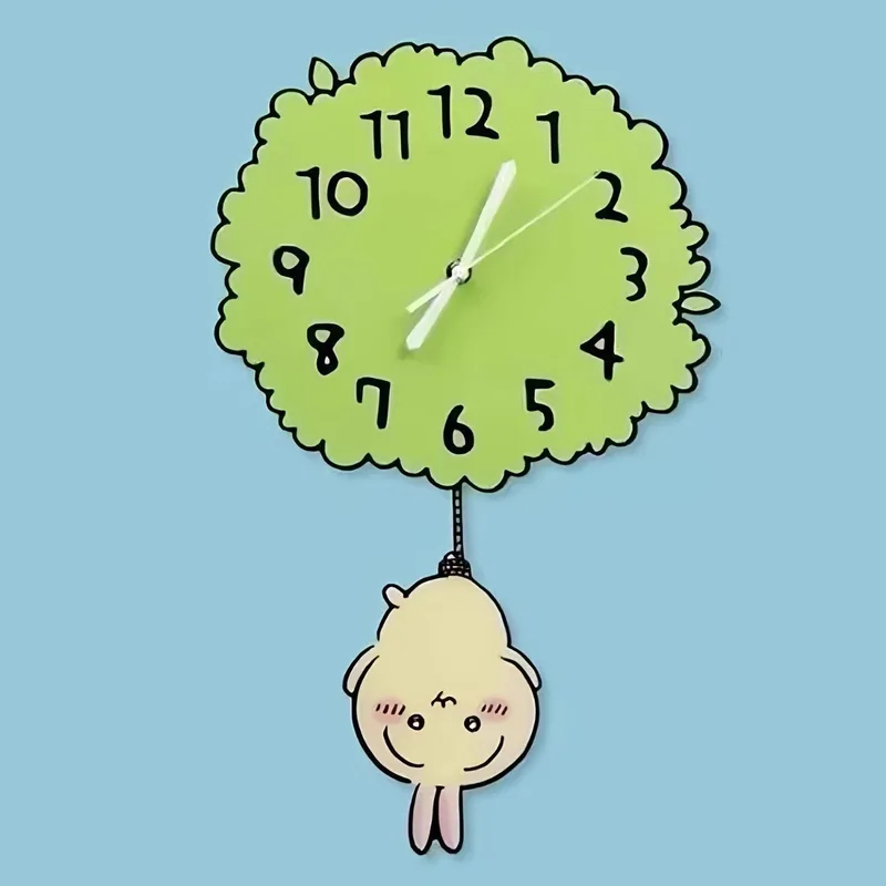 귀여운 치이카와 진자형 벽시계, 녹색 나무 모양 무소음 - Wall Clock Silent 리뷰 및 가격