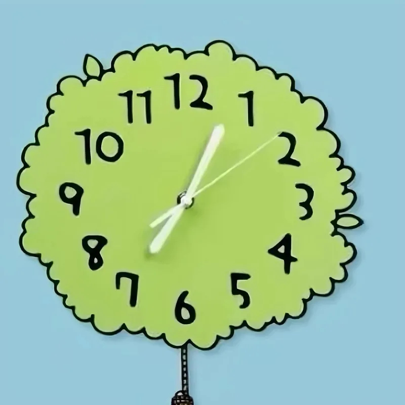 귀여운 치이카와 진자형 벽시계, 녹색 나무 모양 무소음 - Wall Clock Silent 리뷰 및 가격