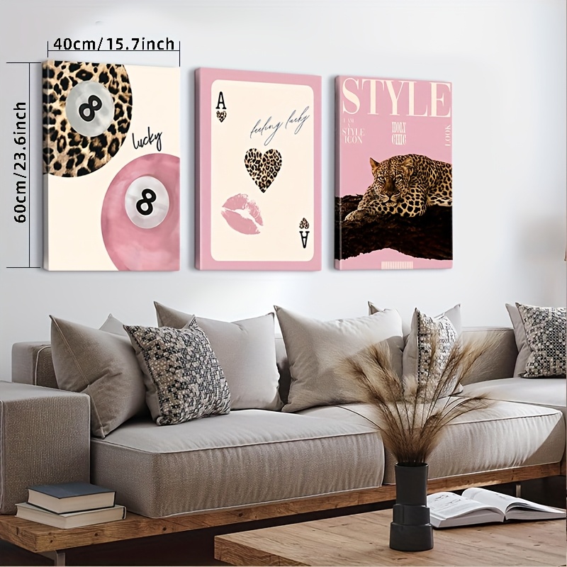 3피스 레오파드 치타 캔버스 벽 예술 프린트, 프레임  - Home Decor Brand 리뷰 및 가격