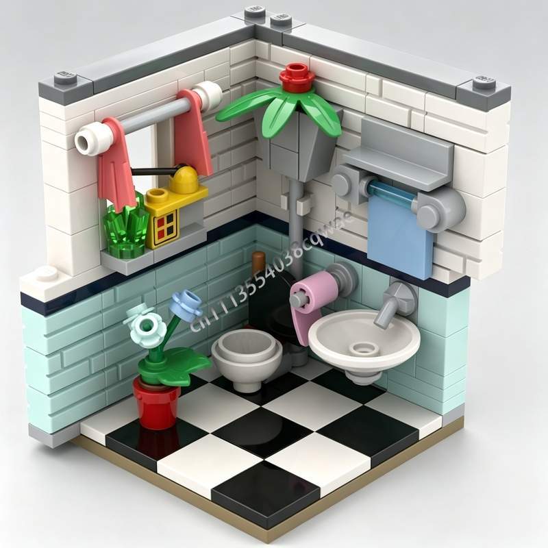 145개 부품 욕실 환경 인테리어 모델 MOC 맞춤형  - Home Decor Habitat 리뷰 및 가격