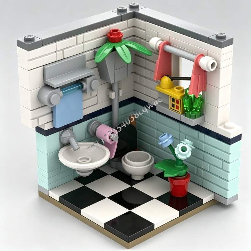 145개 부품 욕실 환경 인테리어 모델 MOC 맞춤형  - Home Decor Habitat 리뷰 및 가격