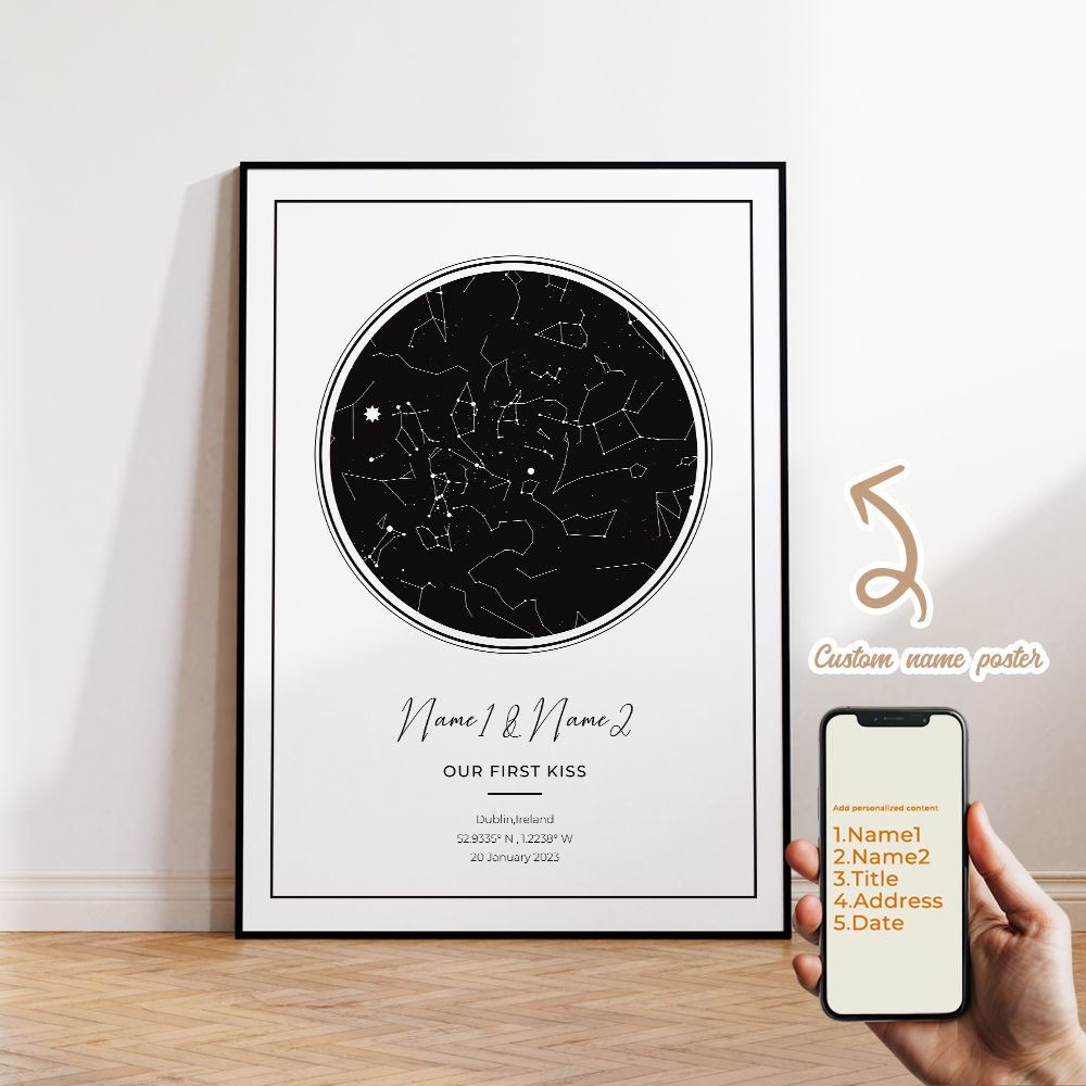 현대적인 맞춤형 개인화된 밤하늘 별 지도 벽 예술 캔버 - Home Decor Aesthetic 리뷰 및 가격