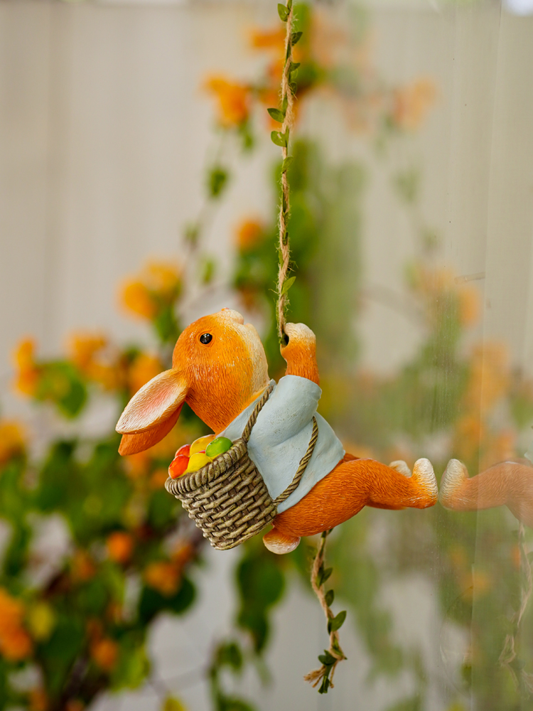 귀여운 레진 토끼 동상 운반 음식 등반 로프, 야외 동 - Home Decor Duck 리뷰 및 가격