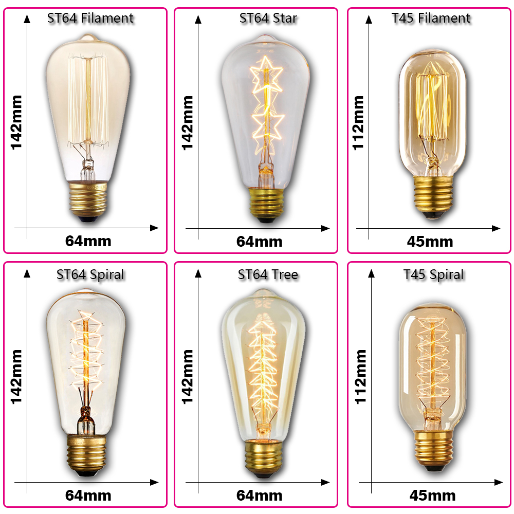 레트로 에디슨 전구 E27 40W 220V A60 ST - Home Decor Com 리뷰 및 가격