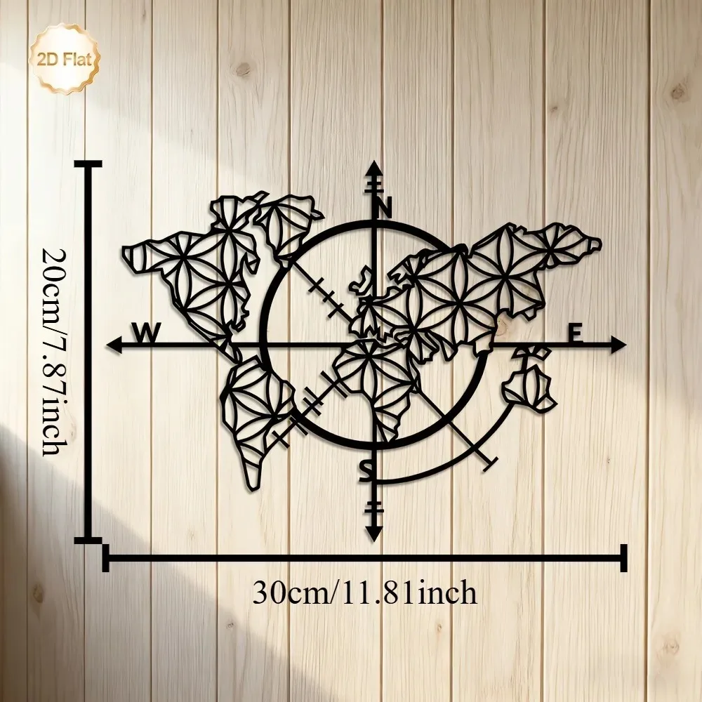 브랜드 메탈 벽 장식 철제 나침반 세계지도 조각품 2D - Home Decor Brand 리뷰 및 가격