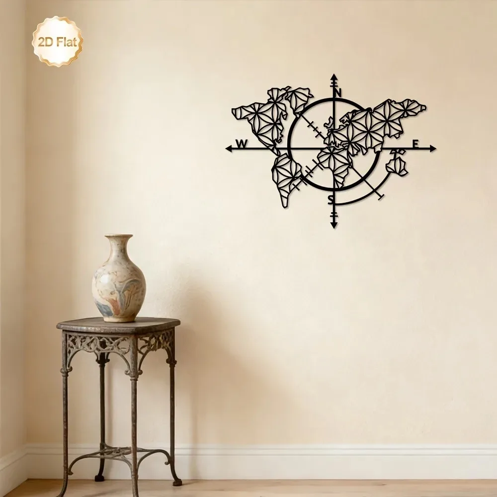브랜드 메탈 벽 장식 철제 나침반 세계지도 조각품 2D - Home Decor Brand 리뷰 및 가격